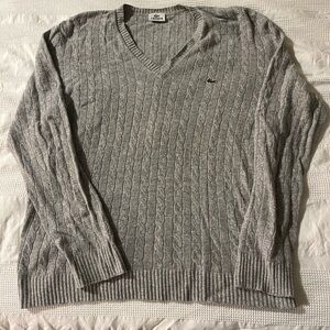 Lacoste Men's V-Neck Sweater in Light Gray